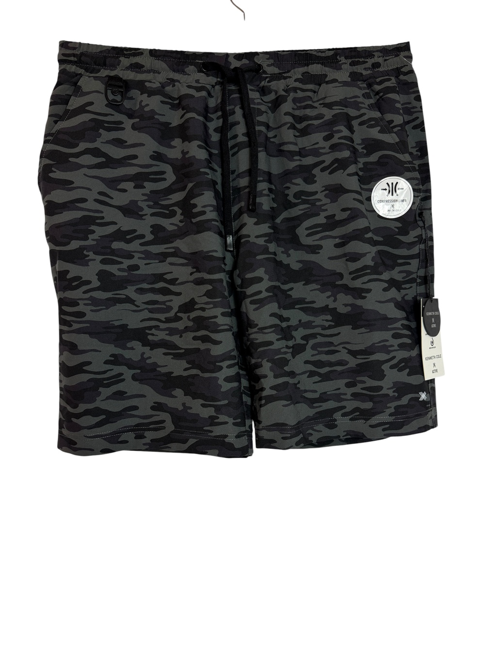 Kenneth Cole Shorts Mens Large Black Camo Compression Lined 7 Inseam Running
